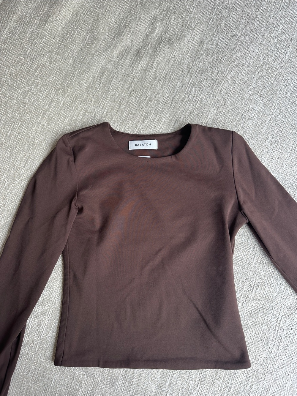 Babaton Brown Long Sleeve Crewneck Top